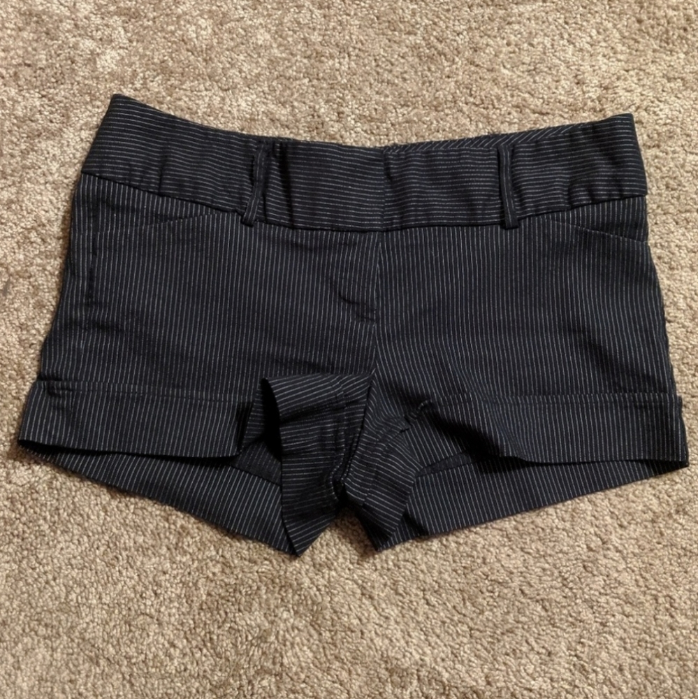 CLK, Black Striped Office Styled Shorts